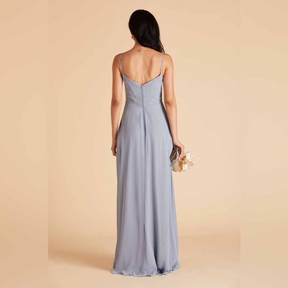 Birdy Grey NWT Devin Dress Gown Chiffon in Dusty Blue Size Medium Bridesmaid - Picture 3 of 14